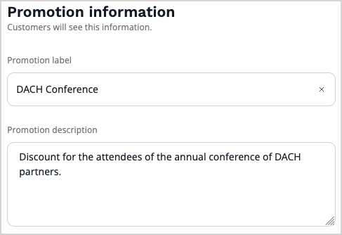 Adding information about the promotion